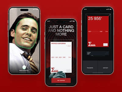Sigma bank - Mobile App Concept app bank black card dribble faceid iphone mobile patrick bateman red sigma ui vybornov