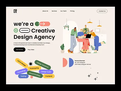Agency Website Design. agency agency website clean colourful company creative agency design design studio landing page leadership minimal office start up startup team teamwork trend2023 ui uiux ux