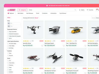 Godget - online shop design drone ecommerce gadged landingpage marketing onlineshop payment shop ui ui design uiux ux web website