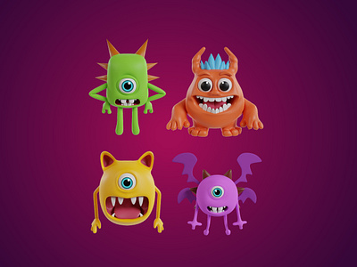 Cute Monster 3d icons abstract branding chibi cute cyclops design fantasy game graphic design icon illustration monster online ui ux war