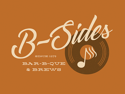 B-Sides Logo barbeque branding design graphic design identity illustration logo mark north carolina record vinyl