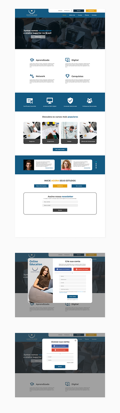 Cognita Academy - Landing Page academy education home page landing page ui web design