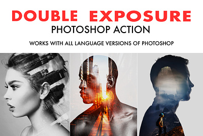 Double Exposure Photoshop Action design digital double exposure editable effect graphic design illustration mockup photo editing photoshop photoshop action psd template