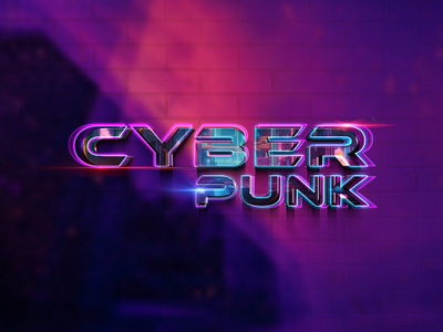 CyberPunk Text Neon Effect Mockup cyber punk design digital editable effect graphic design illustration mockup photoshop photoshop template psd psd template ui