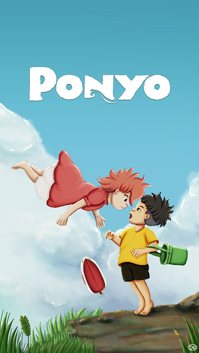 Ghibli : Ponyo (Redraw) child design digital painting digitalart fanart ghibli illustration kids painting ponyo poster redraw