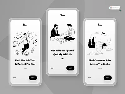 Job Finder Onboarding Screens 3d animation art branding digitaldesign flatdesign graphic design illustration innovationsync job landing page logo mobile motion graphics nft onboarding typography ui vector webdesign