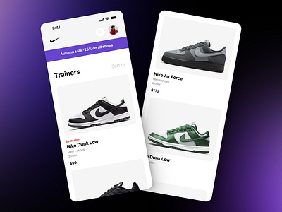 Mobile Product Grid catalogue collection figma grid minimalism mobile app mobile design mobile product grid nike product simple ui ux