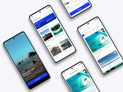Travel - Mobile App ai blue branding cool design features minimalist mobile modern travel ui ux