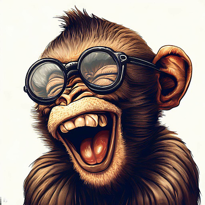 Laughing Monkey | Carefree Spirit | tracingflock adobe illustrator aiart artificial intelligence carefree digital art graphic design humour illustration laughter monkey illustration tracingflock