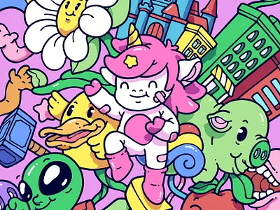 World of Tunes Vol 1 album cover animal illustration animation cartoon character cover art cute doodle art graphic illustraion illustration logo