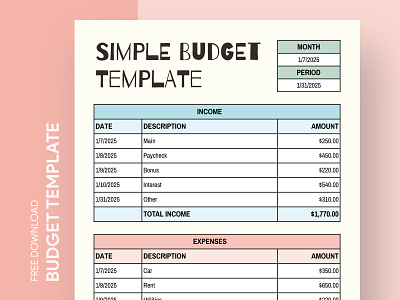 Simple Budget Free Google Sheets Template budget design docs document financial forecast free google docs templates free template free template google docs google google docs plan planner print printing simple spreadsheet table template templates