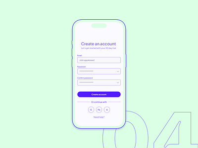 DailyUI #04 - Sign Up Screen mobile ui