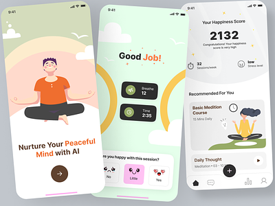 Meditation app design mobile app app design app designer app developer cute app fitness app meditation meditation app meditation app design meditation ui kit mobile app modern app screen time app self development self help self help app self improvement app ui kit wellness app