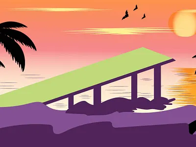 Sun set aft beach beachlife design graphic design illustration nature ocean sea summer sunset sunsetlovers sunshine vector