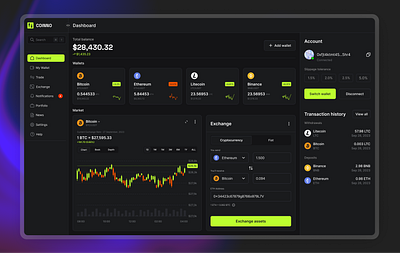 A crypto dashboard concept app design illustration typography ui ux