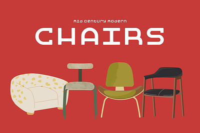 Mid-century modern chairs chairs digitalart furniture illustration vector