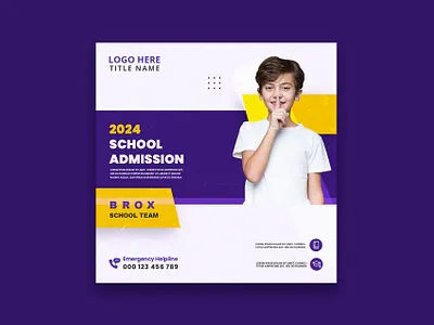 Social media post and web banner template for back to school admission banner admission poster back to school graphic design post design poster design poster template school admission social media poster