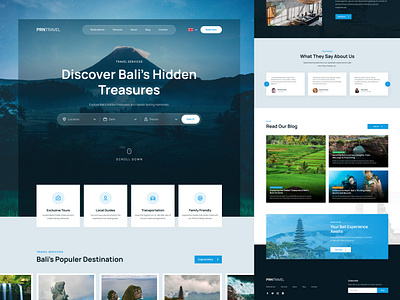 PRN Travel - Travel Landing Page (Exploration) bali design destination graphic design landing page mhala nature travel travel landing page ui ui design ui ux design