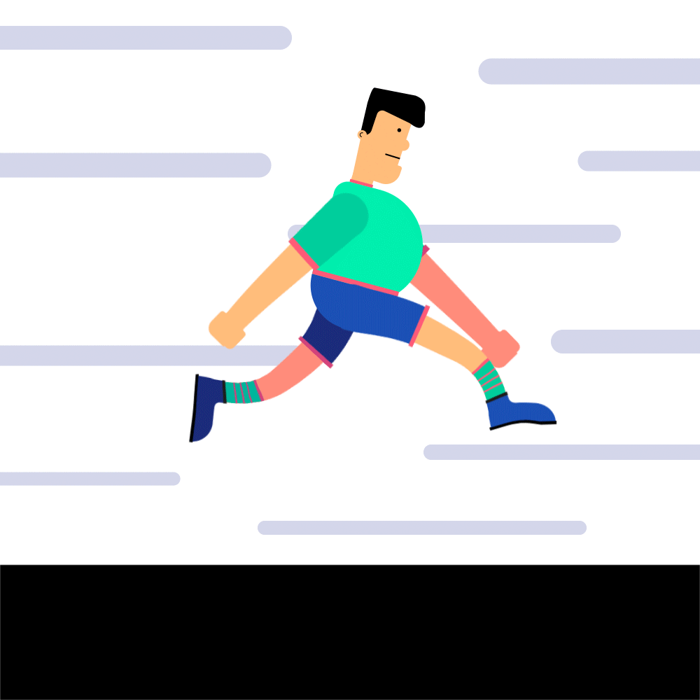 Funny running character animation art design digital fit illustration run speed sport