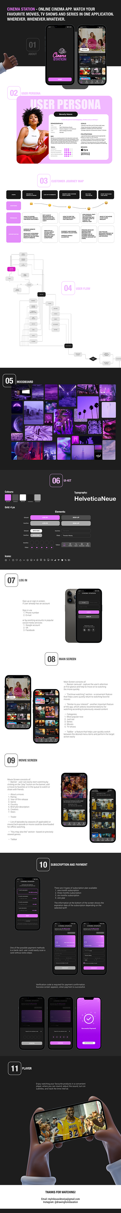 CINEMA STATION - online cinema app. UI/UX development. 3d animation cinema app design concept mobile app mobile app design neon online cinema ui ui design ui ux design ui ux designer user centered design user experience ux ux design ux research