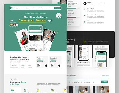 Home Cleaning & Service App Landing Page | App Landing Page | UI app app landing page design figma figma designer figma web designer hire ui ux designer home cleaning home cleaning service landing page usa uxui web web designer web designer in usa web developer webflow website website design wordpress