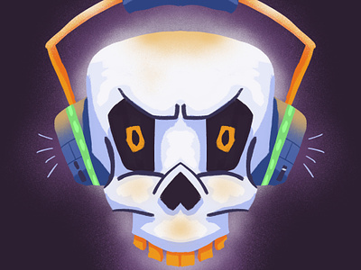Music lives on! design graphic design headphones icon illustration line minimal music procreate retro simple skull