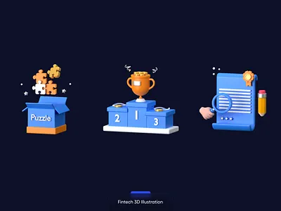 Fintech 3D Icon Set 3d 3d design 3d icon 3d render blender c4d clean creative agency design education finance fintech icon illustration isometric lowpoly material minimal puzzle vector