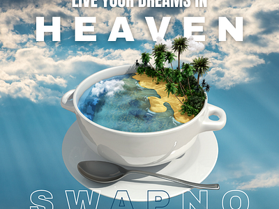 SWAPNO Seaview Resort 3d animation app br graphic design illustration manipulation post resort sea sky social media spoon tea cup typography ui