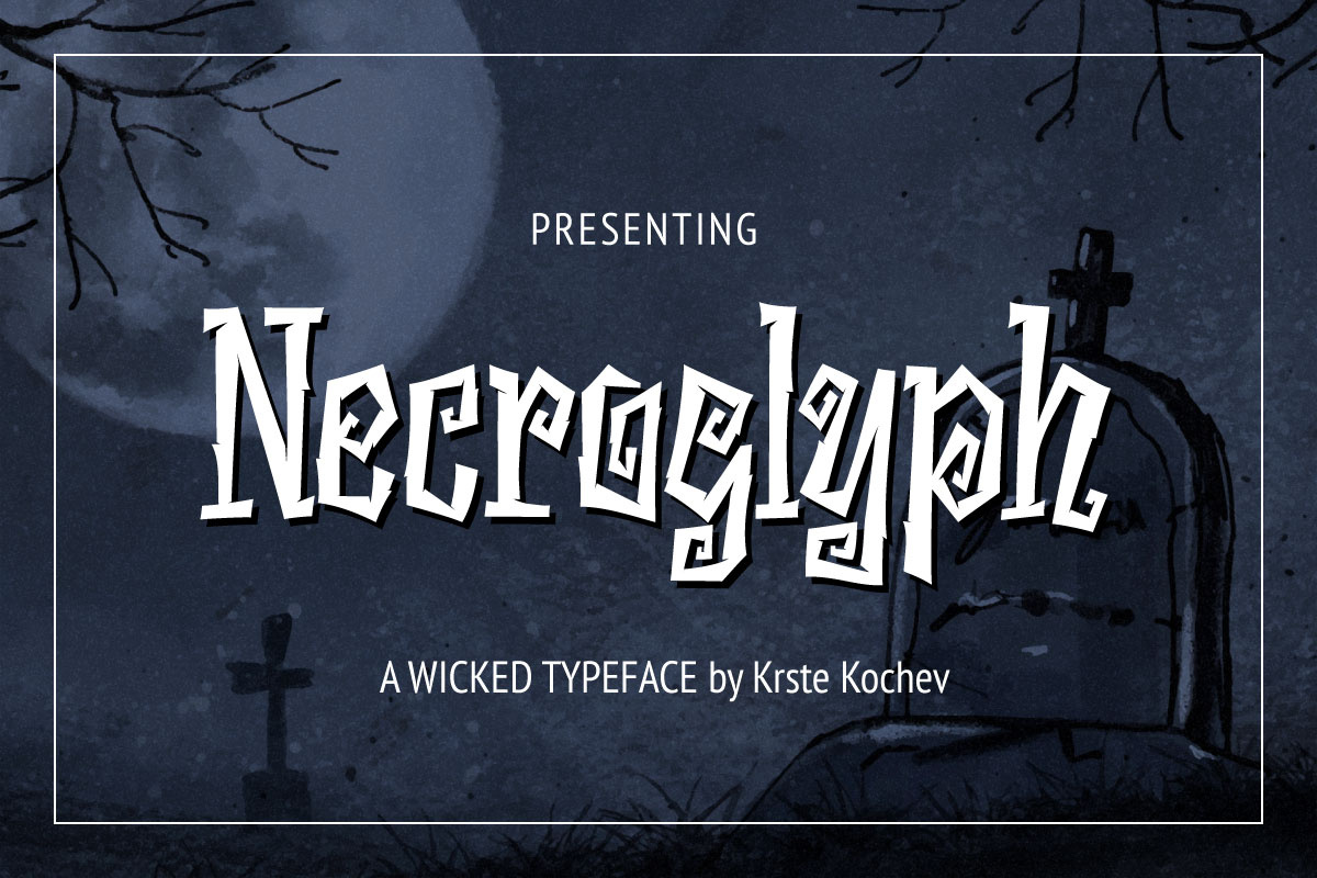 Necroglyph - Spooky Font eerie halloween halloween font haunted haunting font horror horror font macabre paranormal sinister spooky spooky font type typeface