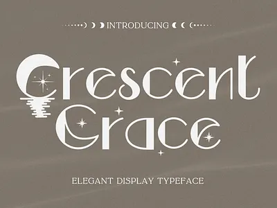 Crescent Grace Font branding cosmetics design elegant feminine graphic design illustration jewelry logo lunar luxury magazine magical moon perfume reflection sailor moon skincare star typography