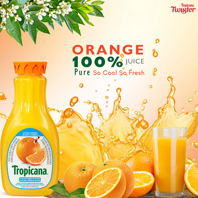 Tropicana Twister Orange Juice animation banner branding design graphic design illustration juice logo manipulation orange juice poster social media social media post tropicana