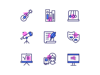 School subjects icons design education icon learning line school style subject vector