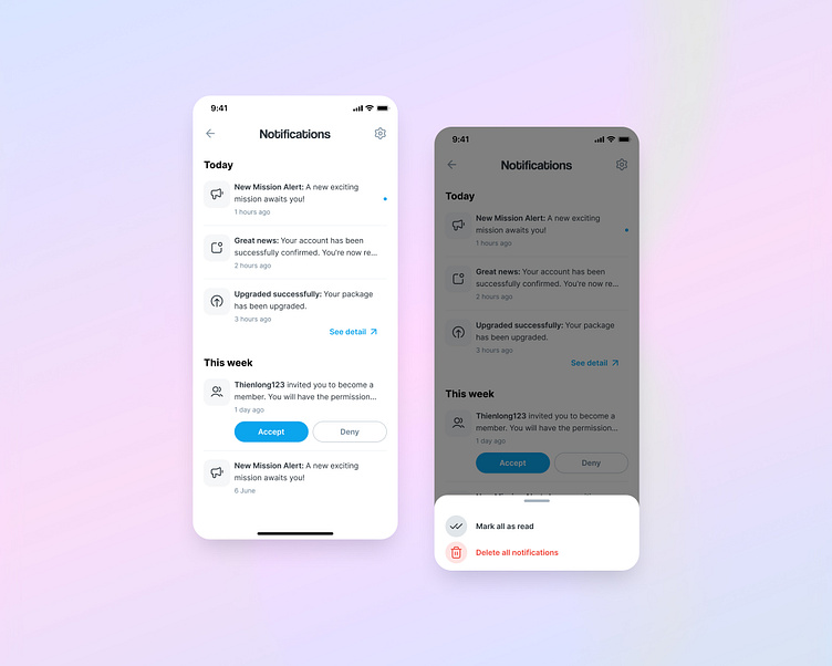 Notification screen by Thien Long Hoang on Dribbble