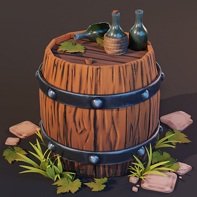 wine barrel 3d 3dart asset blender blenderrender cgi game gamedev