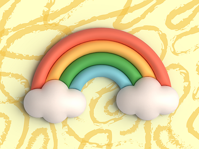 3D Rainbow 3d adobe art clouds colorful design graphic design graphics illustration rainbow sky yellow