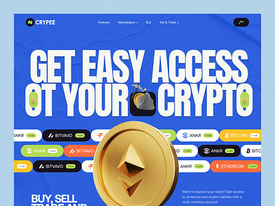 Crypee. Crypto Exchange Website (Header Exploration) binance bitcoin blockchain crypto crypto trading crypto wallet crypto website cryptocurrency ethereum exchange header landing page marketplace web web design web3 website