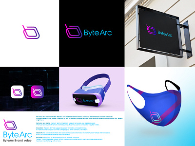 ByteArc app logo design brand identity branding design graphic design innovation logo logo ntural logo mark simple it logo techlogo vr logo