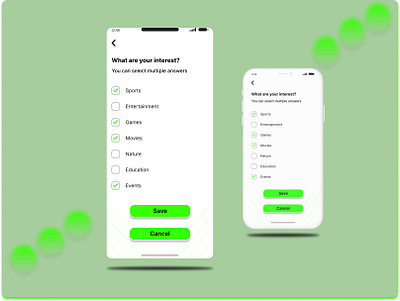 A screen with checkboxes dailyui dailyuichallenge mobile app product design ui uiux
