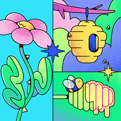 PEACHTOBER DAY01 - Bee after effects animation cartoon illustration motion design motion graphics peachtober