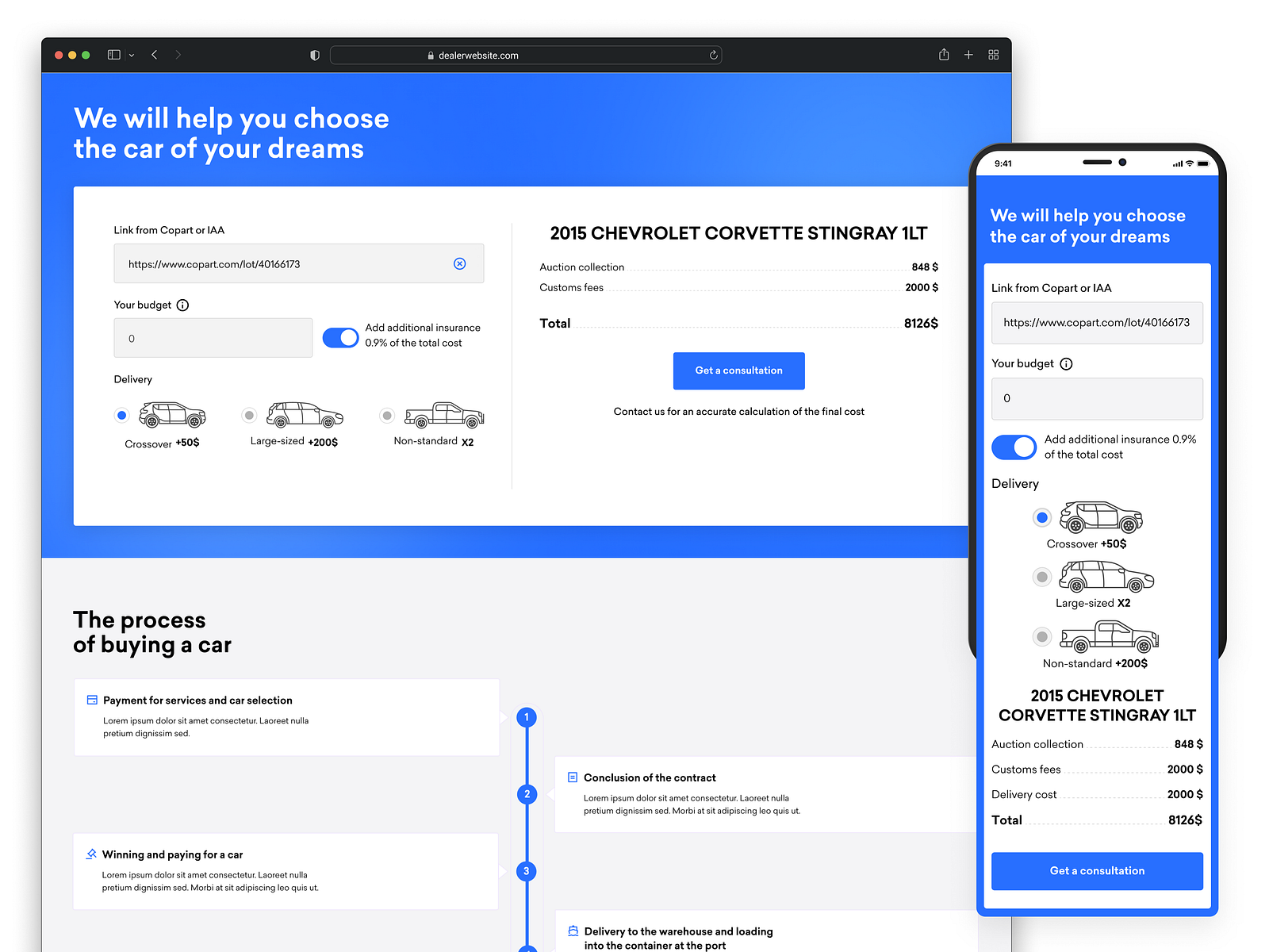 Car valuation calculator by Creava on Dribbble