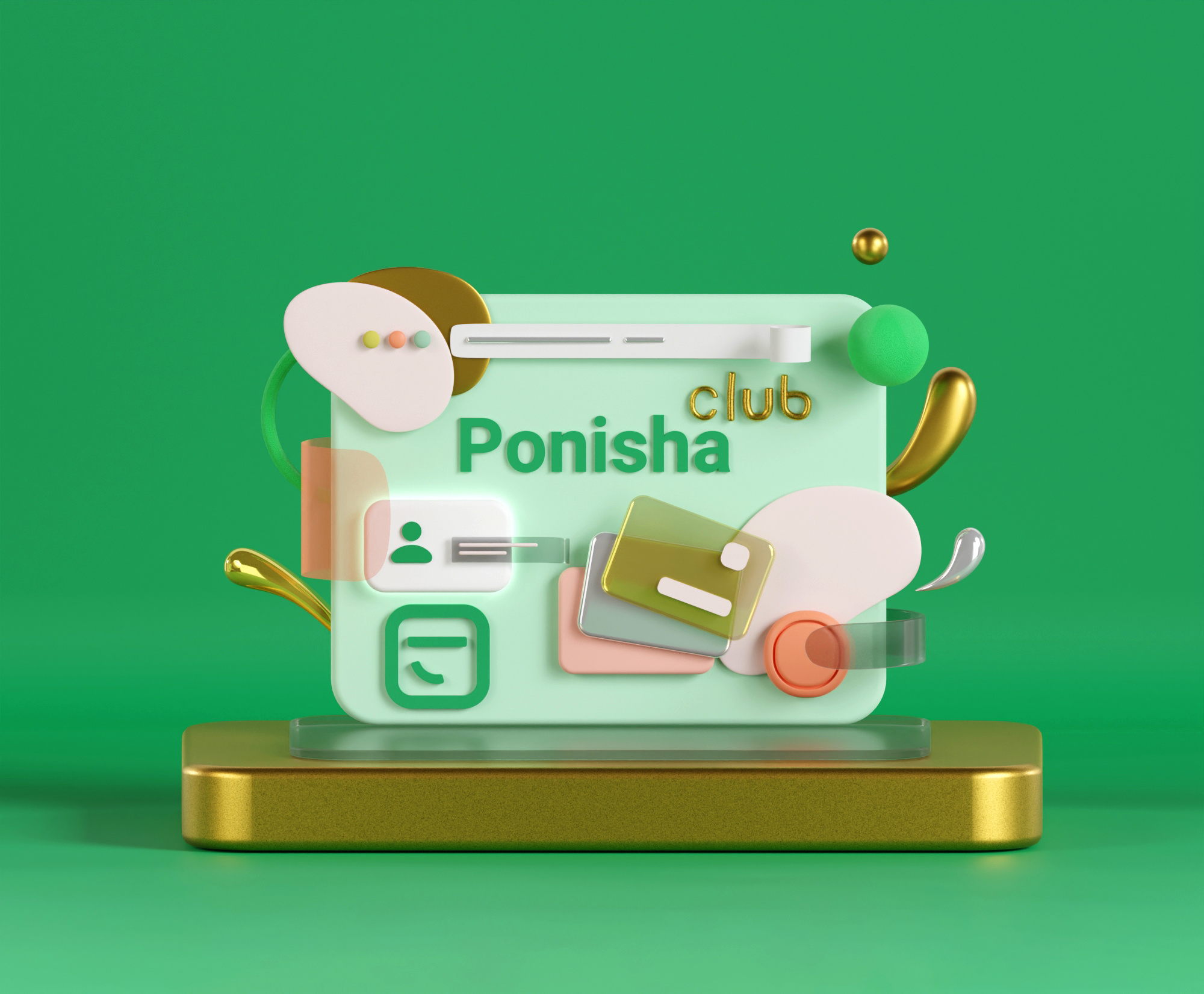 Best club ever!⚡️ 3d 3dart 3dblender 3dshape art blender branding club design gold graphic design green illustration ui website