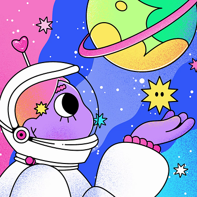 PEACHTOBER DAY02 - Cosmos after effects animation cartoon character colorful design graphic design illustration motion design motion graphics peachtober