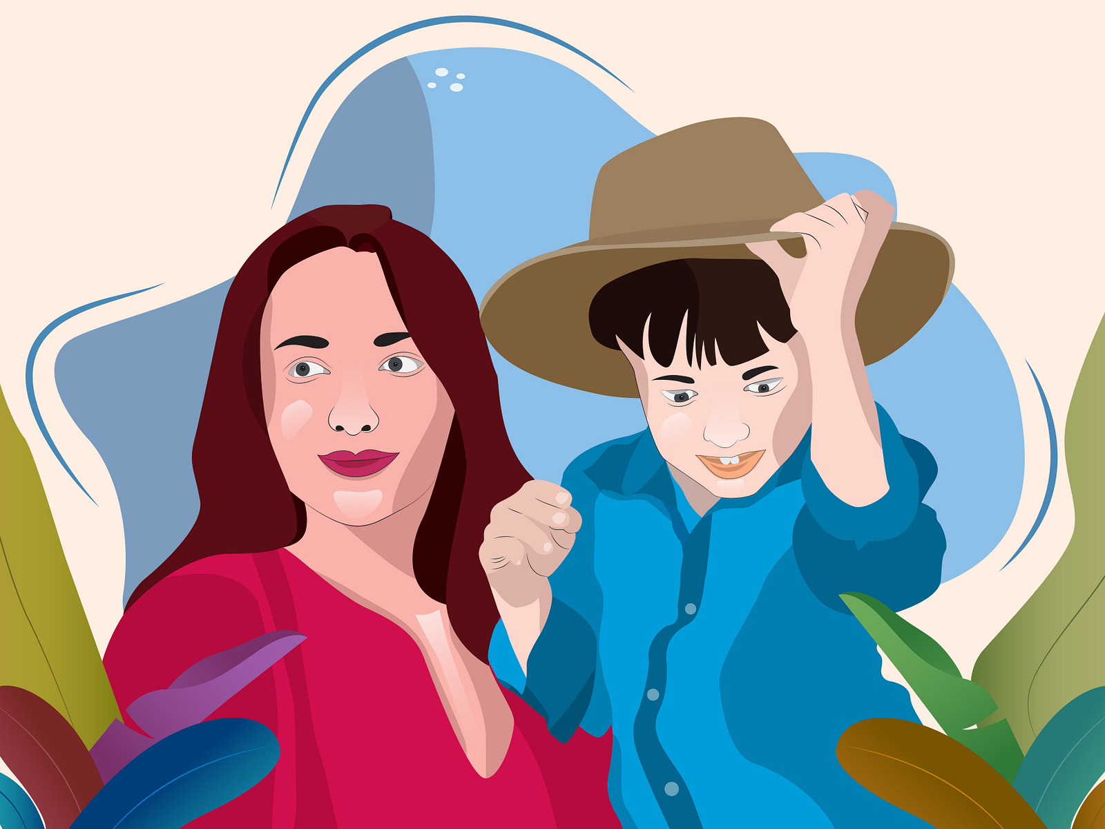 Mother Holding his Son Vector illustration by VMotion Studio on Dribbble