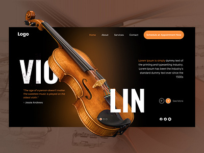 Violin Shop Website Banner graphic design ui