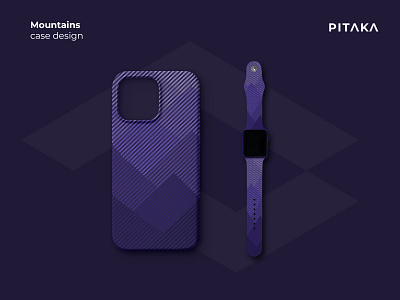 Pitaka phone case and watch band with mountains pattern band branding case graphic design illustration mountains pattern phone pitaka watch