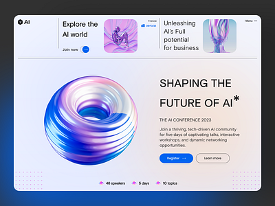 AI conference website UI🌌 3d ai art design logo ui ux webdesign