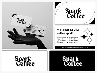 SparkCoffee Logo & Business Cards Concept ad black branding business cards bw coffee design graphic design marketing promo white