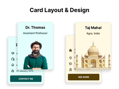 Card Layout & Design app design blog cards branding card card design graphic design portfolio profile cards ui web design