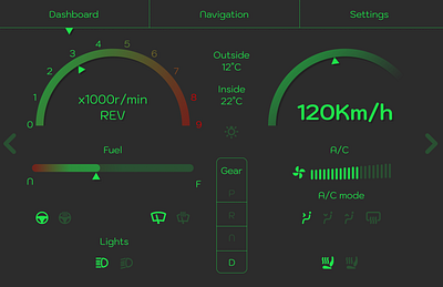 Automotive Interface. Daily UI.Day 34 automotive dailyui dailyuichallenge dashboard figma ui ui design uiux