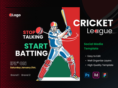 Cricket Event Post Design cricket poster event poster graphic design illustration post social media
